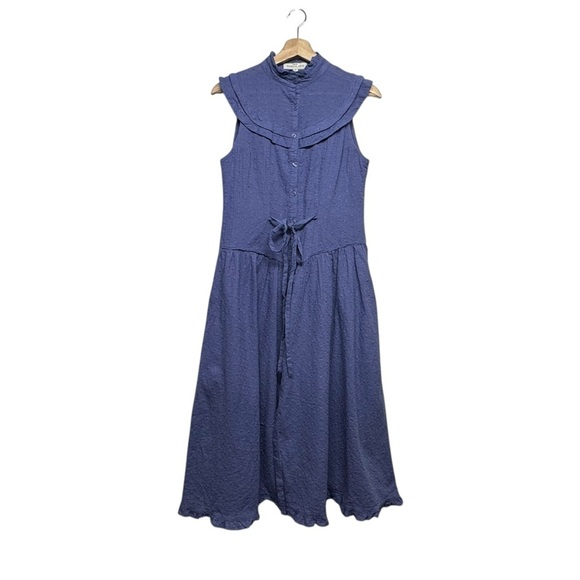 RTR PAMELA LOVE Blue Eyelet Midi Dress L - Picture 8 of 13